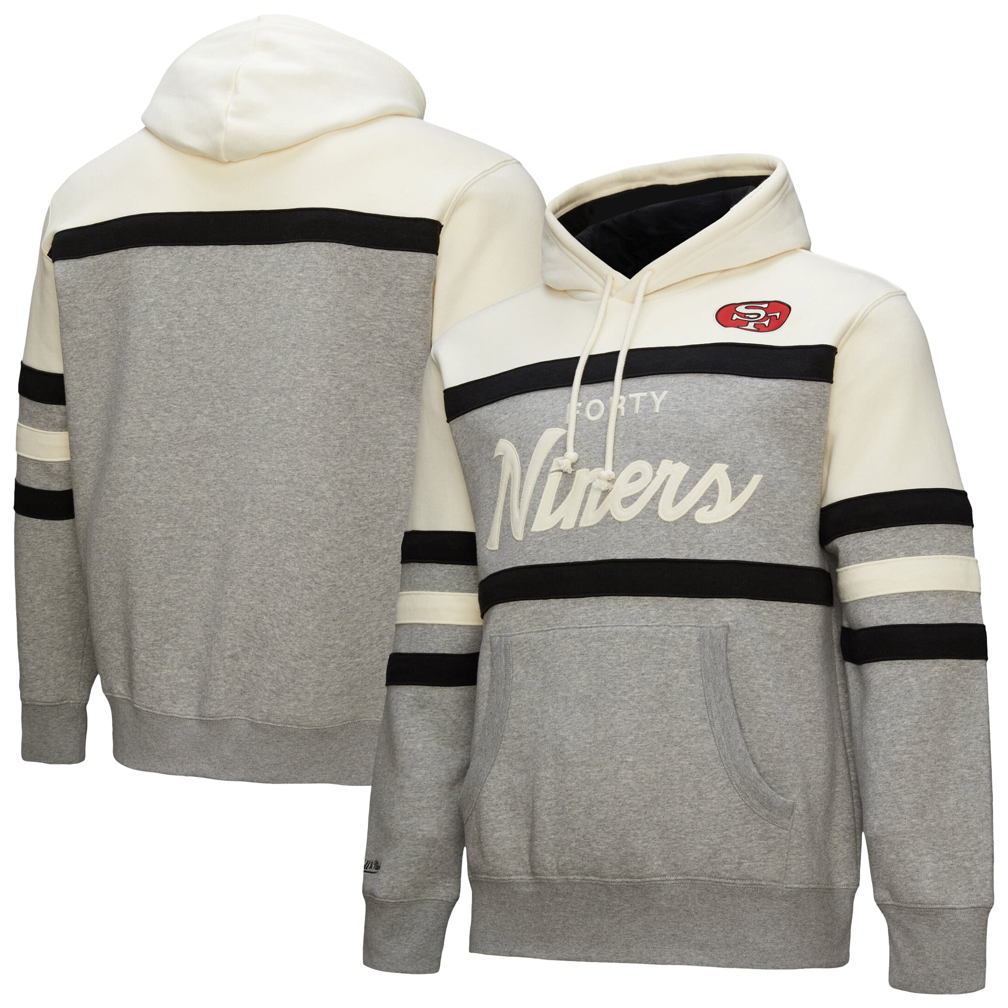 Sweat à capuche logo vintage pour homme Mitchell & Ness Heather Grey avec de l'entraîneur-chef des San Francisco 49ers